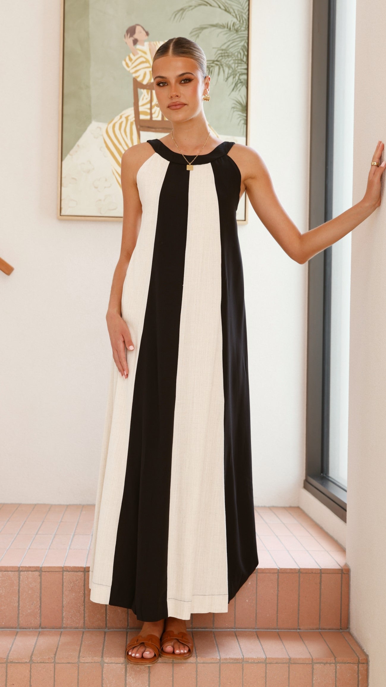 Talaith Maxi Dress - Black / Cream - Billy J