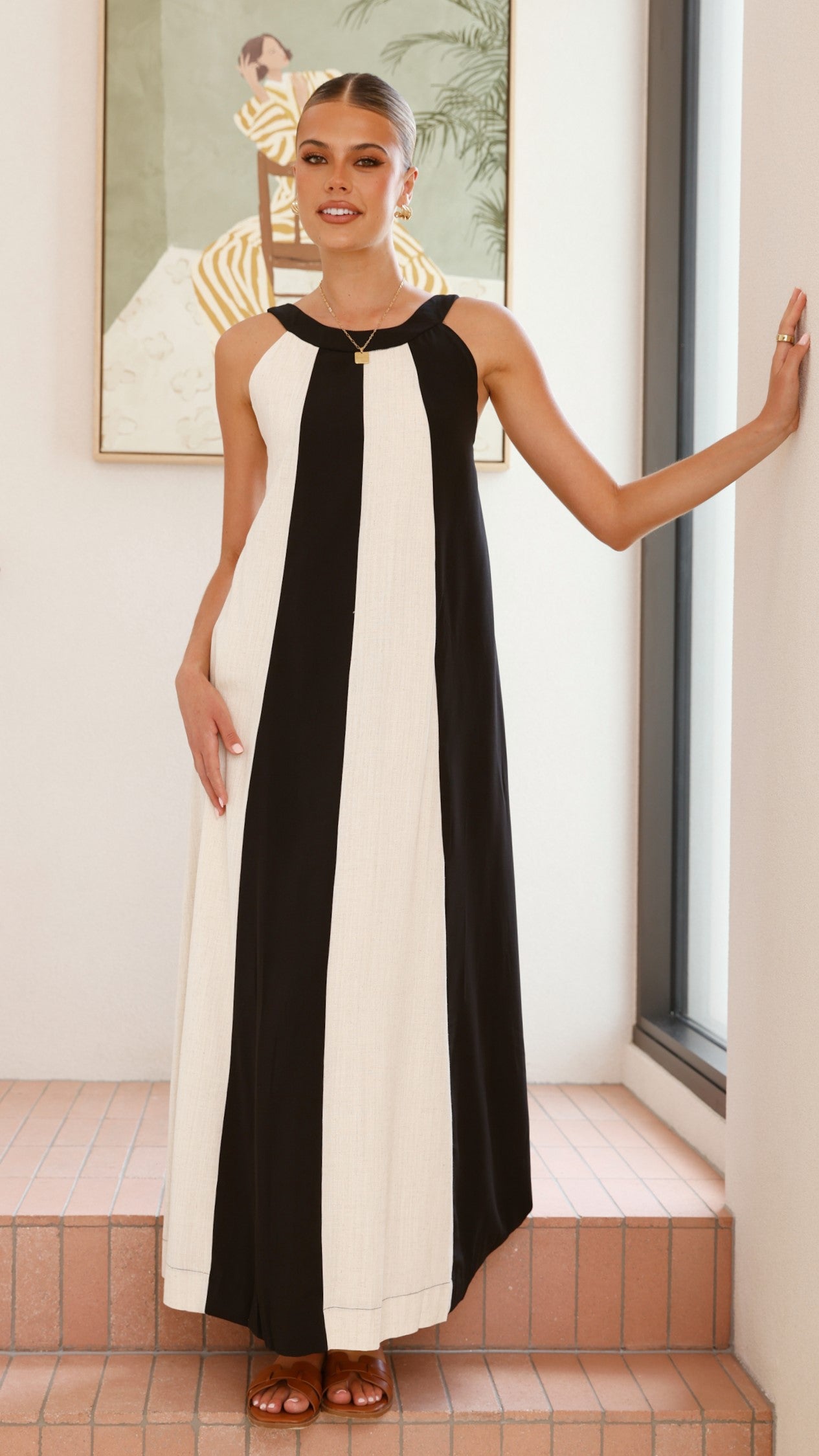 Talaith Maxi Dress - Black / Cream - Billy J