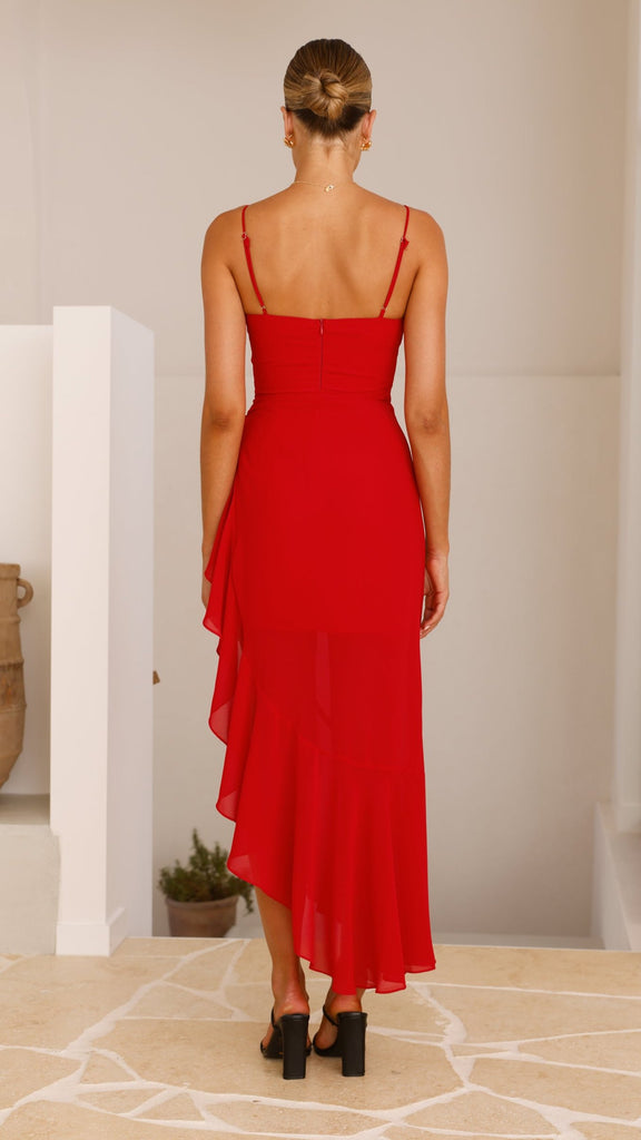 Caliste Midi Dress - Red - Billy J