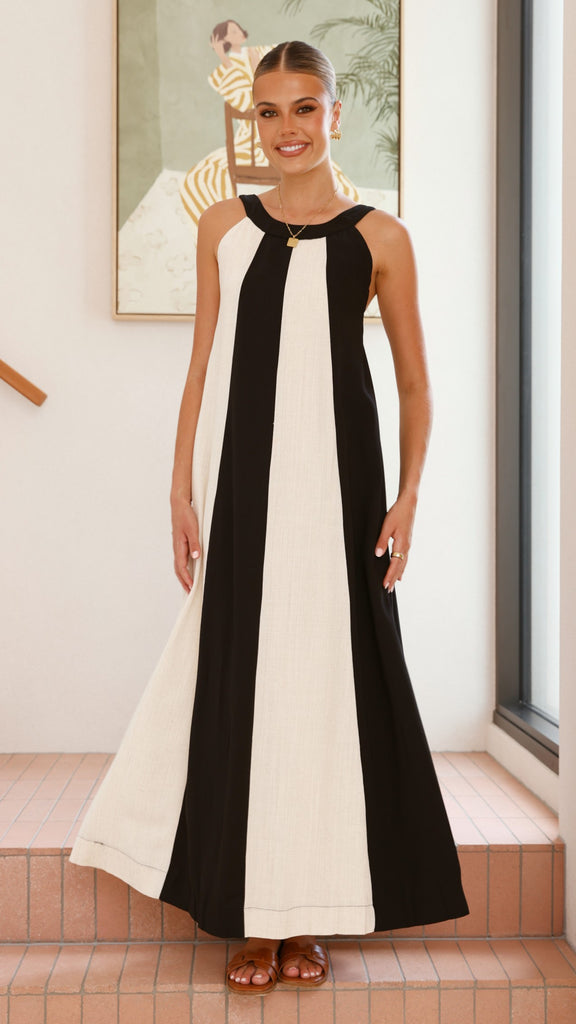 Talaith Maxi Dress - Black / Cream - Billy J