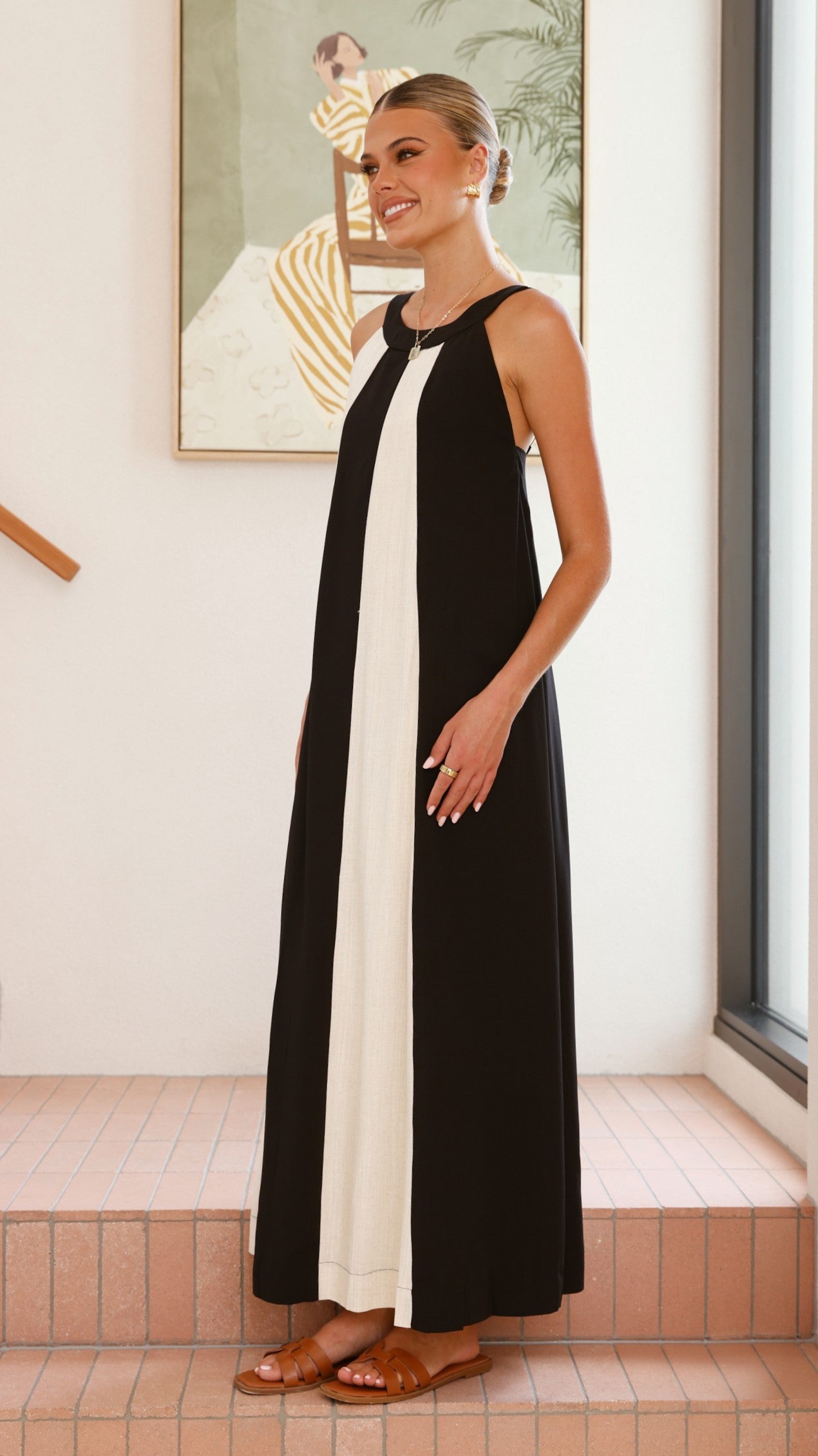 Talaith Maxi Dress - Black / Cream - Billy J