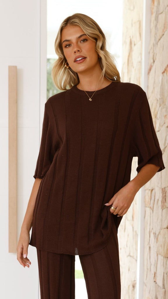 Bayu Knit Top - Brown - Billy J