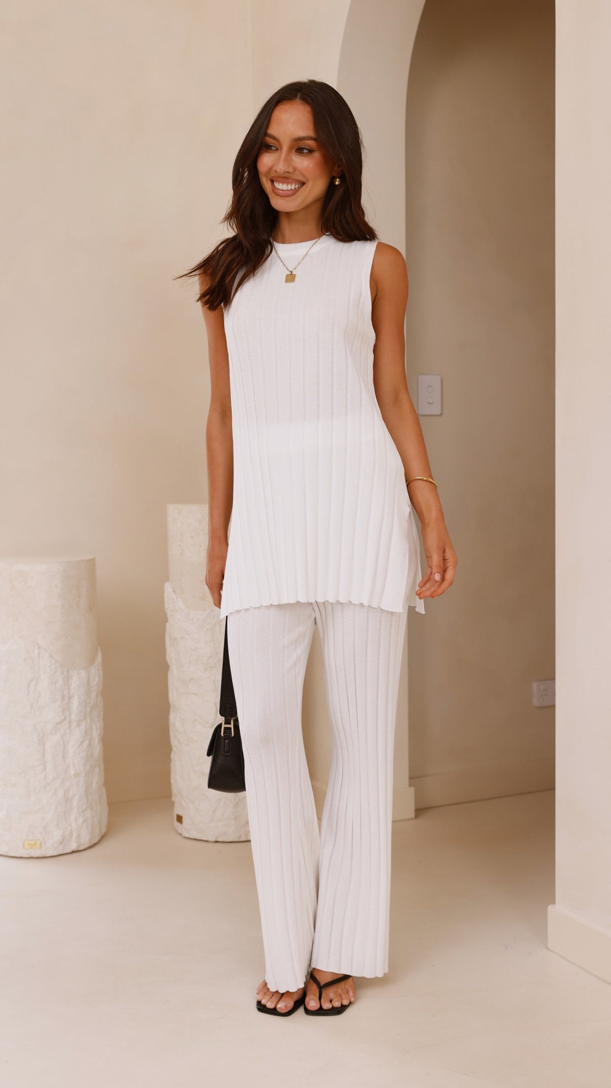 Megan Knit Pants - White - Billy J
