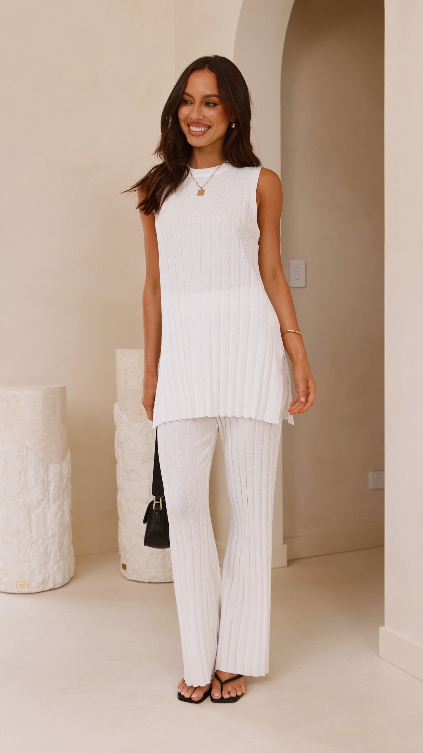 Megan Knit Pants - White - Billy J