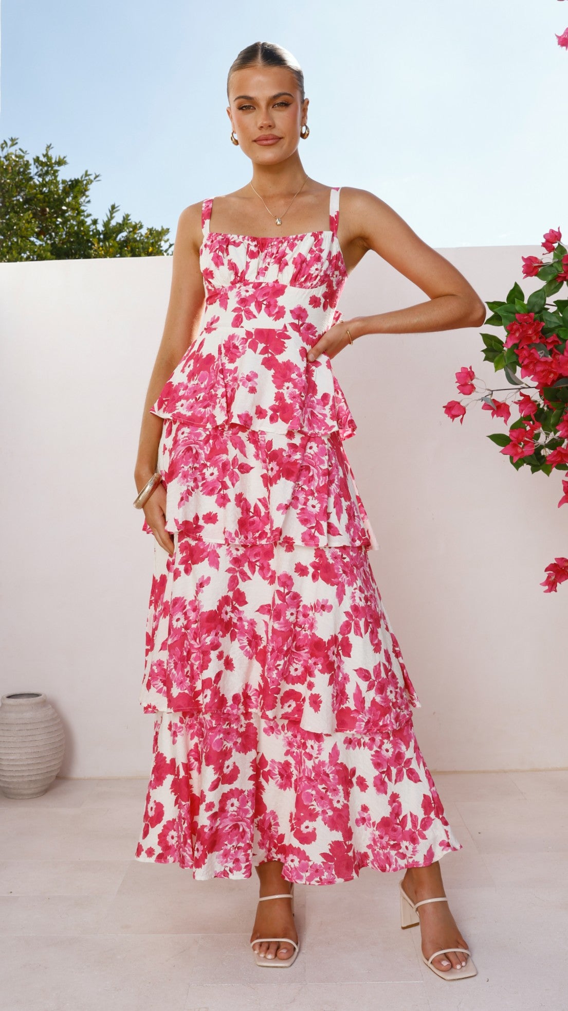 Odilia Maxi Dress - Pink/White Floral - Billy J