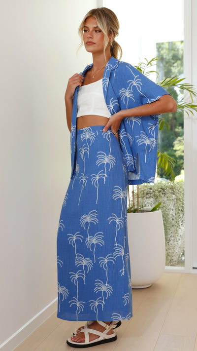 Load image into Gallery viewer, Trisha Maxi Skirt - Blue Palm
