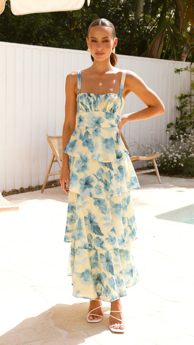 Load image into Gallery viewer, Indi Maxi Dress - Yellow Floral - Billy J
