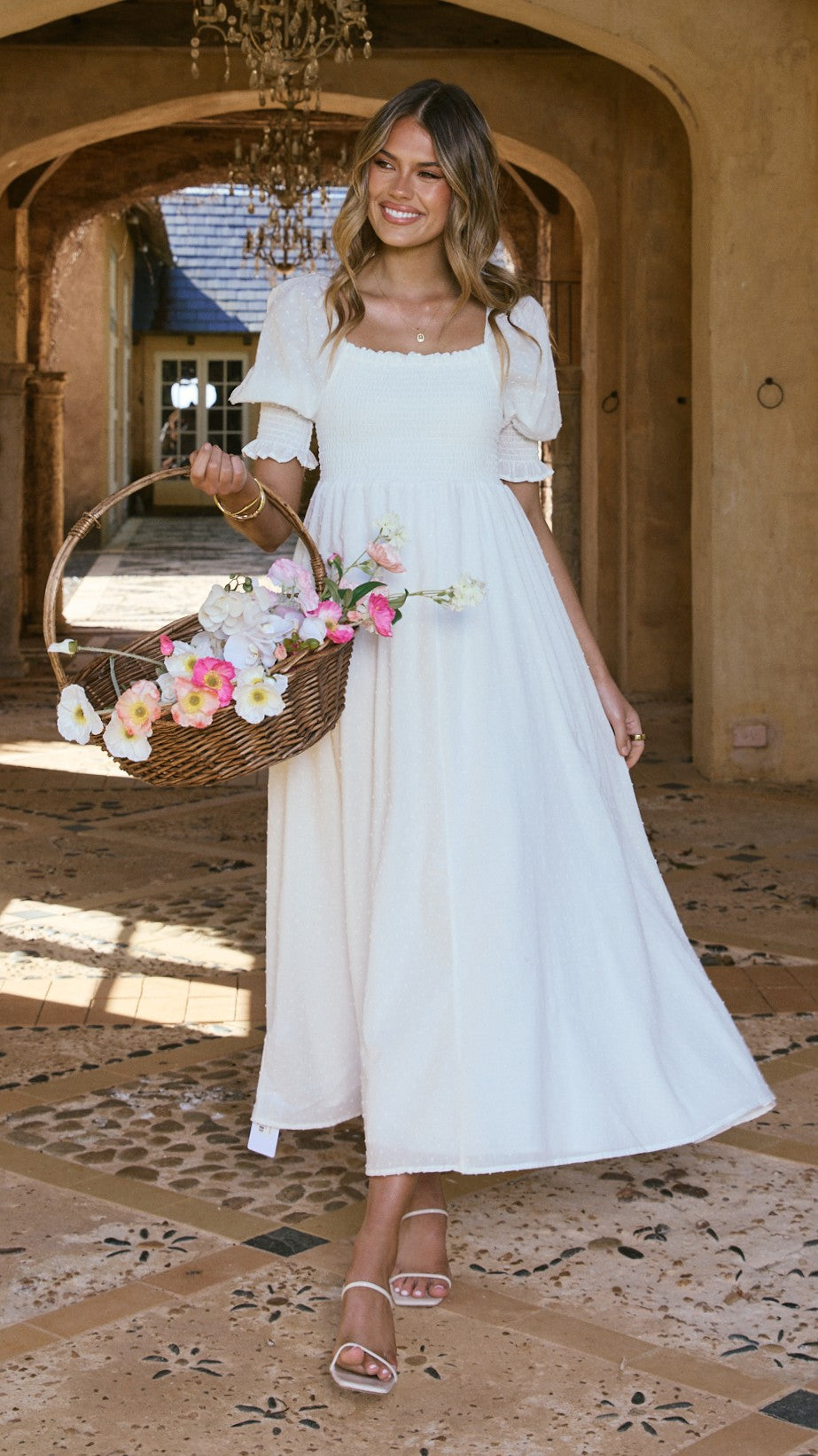 Cierra Midi Dress - White - Billy J
