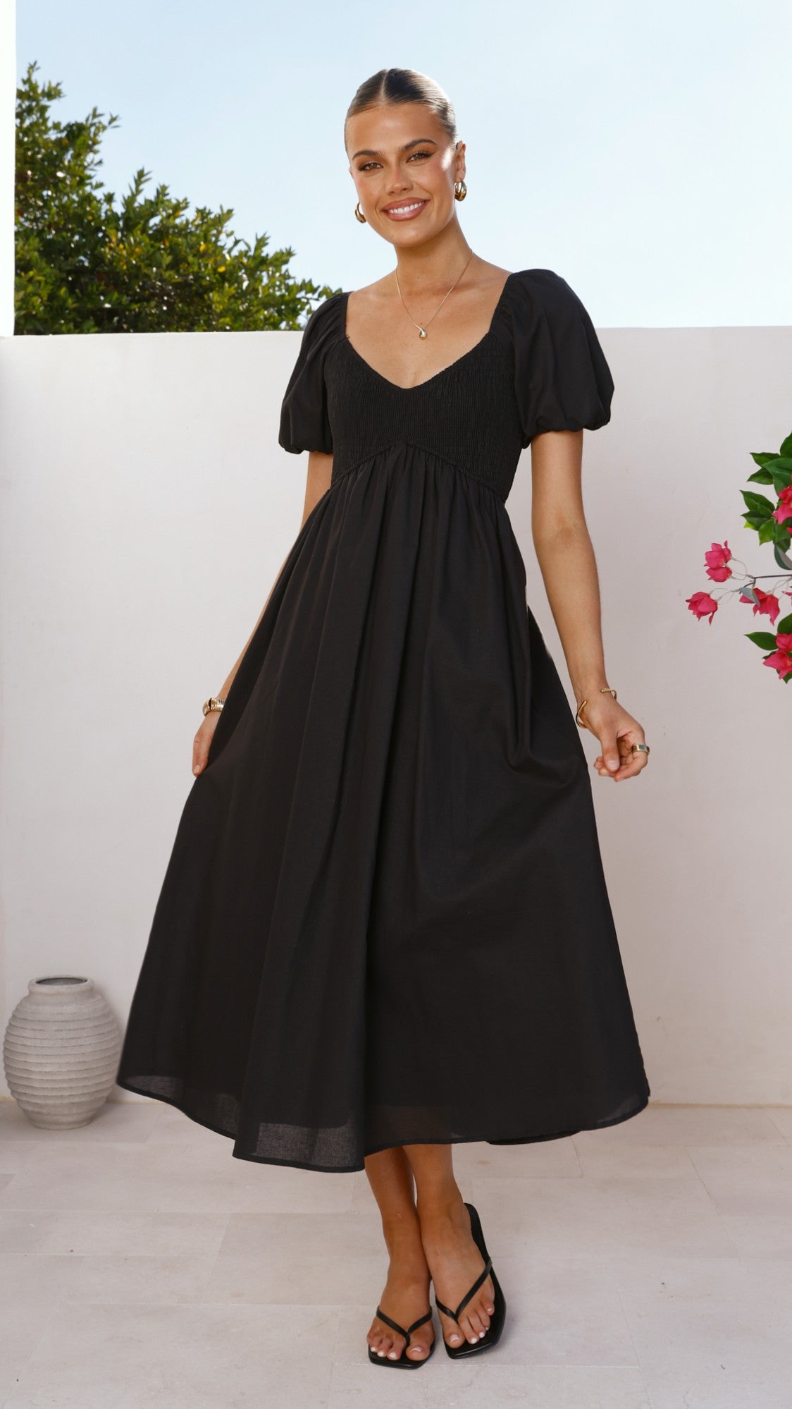 Sahirah Midi Dress - Black - Billy J
