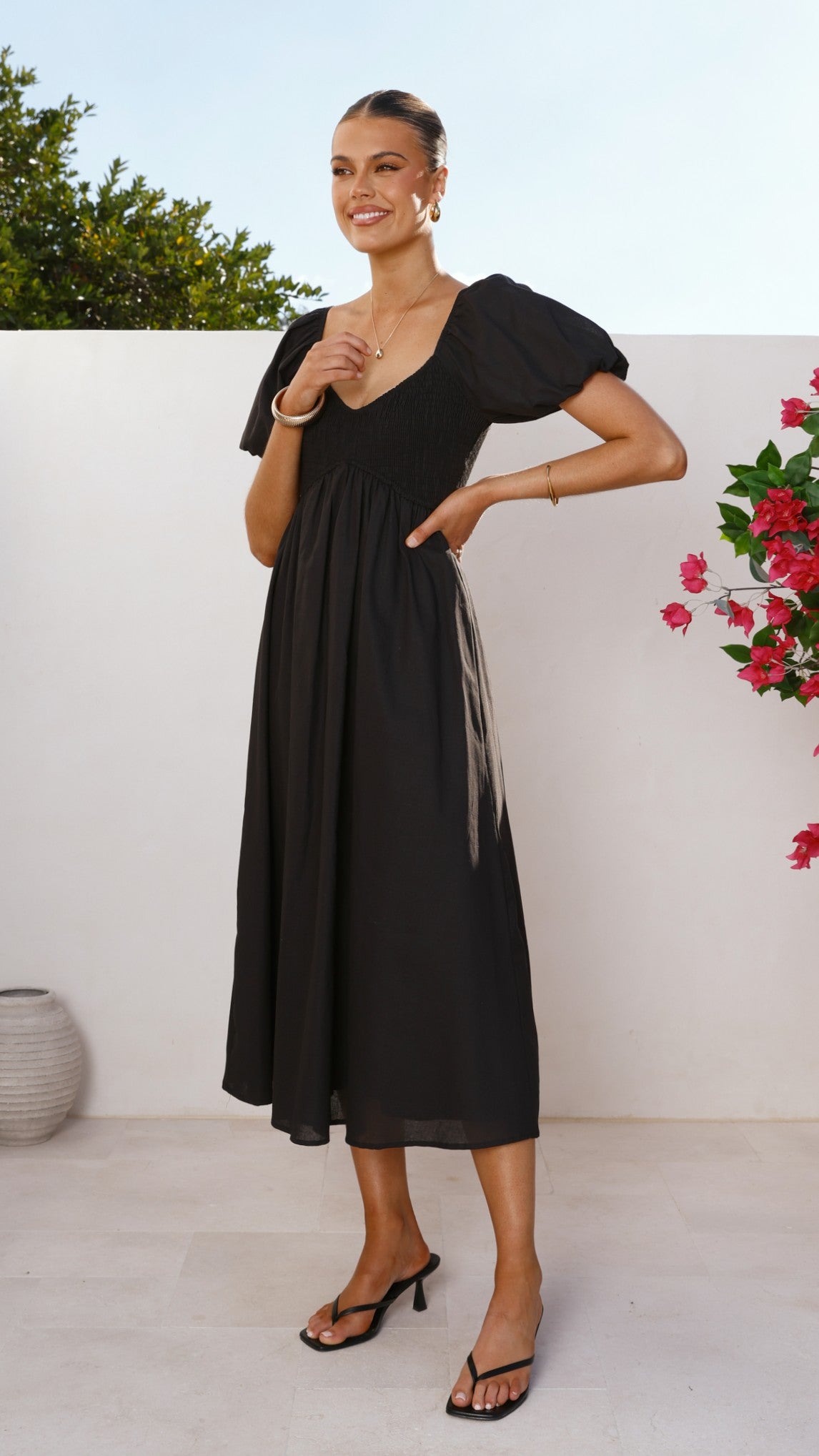 Sahirah Midi Dress - Black - Billy J