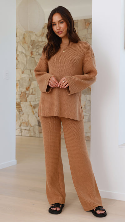 Load image into Gallery viewer, Jachai Knitted Pants - Mocha - Billy J
