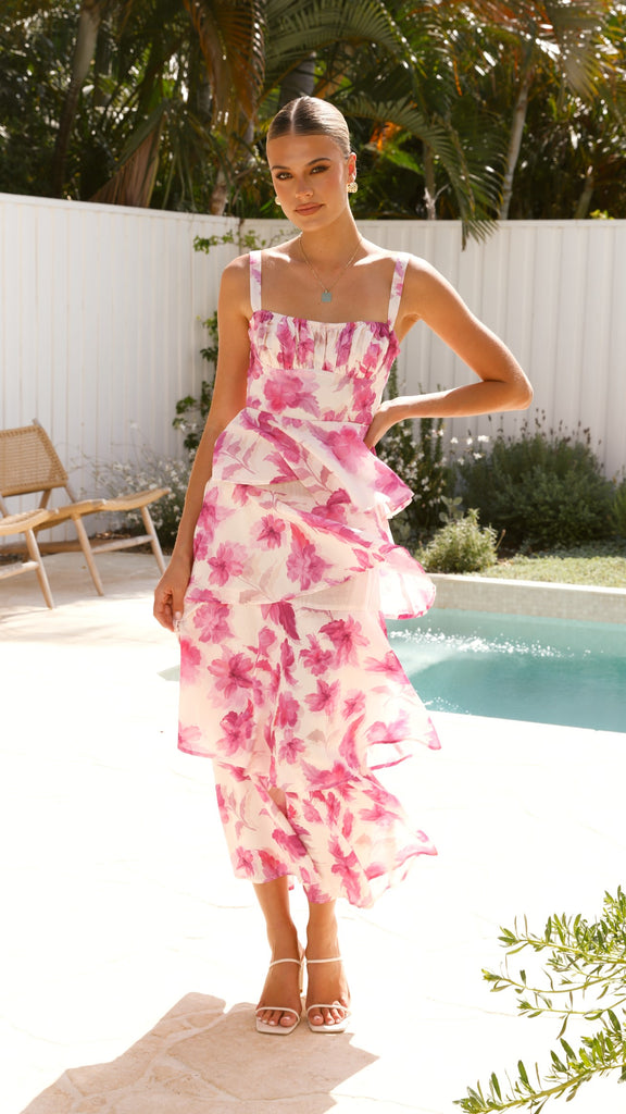 Indi Maxi Dress - Pink Floral - Billy J