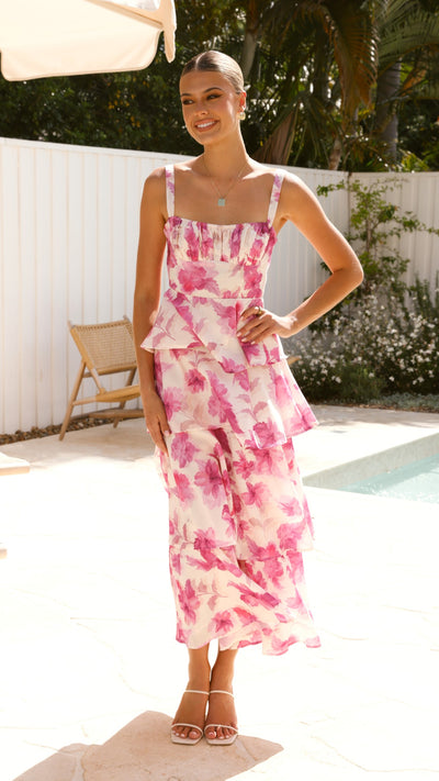 Load image into Gallery viewer, Indi Maxi Dress - Pink Floral - Billy J
