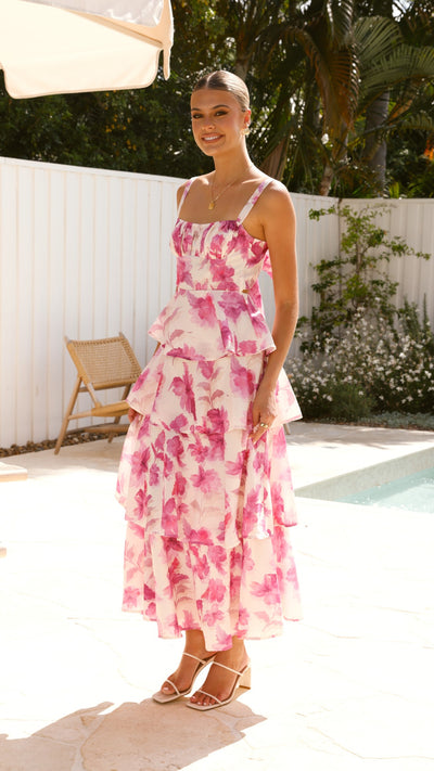 Load image into Gallery viewer, Indi Maxi Dress - Pink Floral - Billy J
