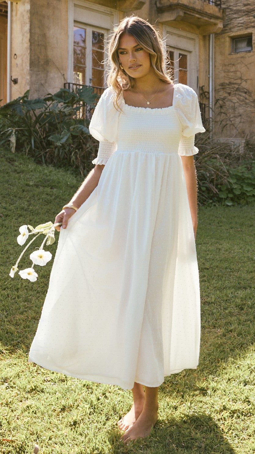 Cierra Midi Dress - White - Billy J
