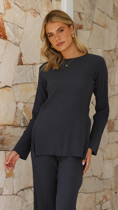 Load image into Gallery viewer, Laisha Long Sleeve Top - Charcoal - Billy J
