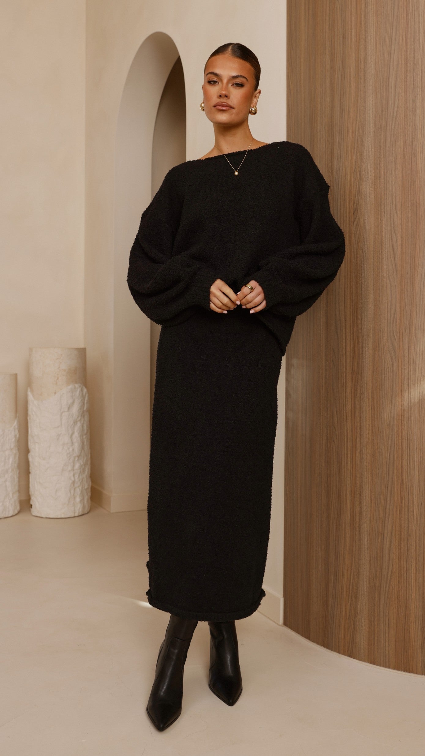 Cohen Knit Midi Skirt - Black - Billy J