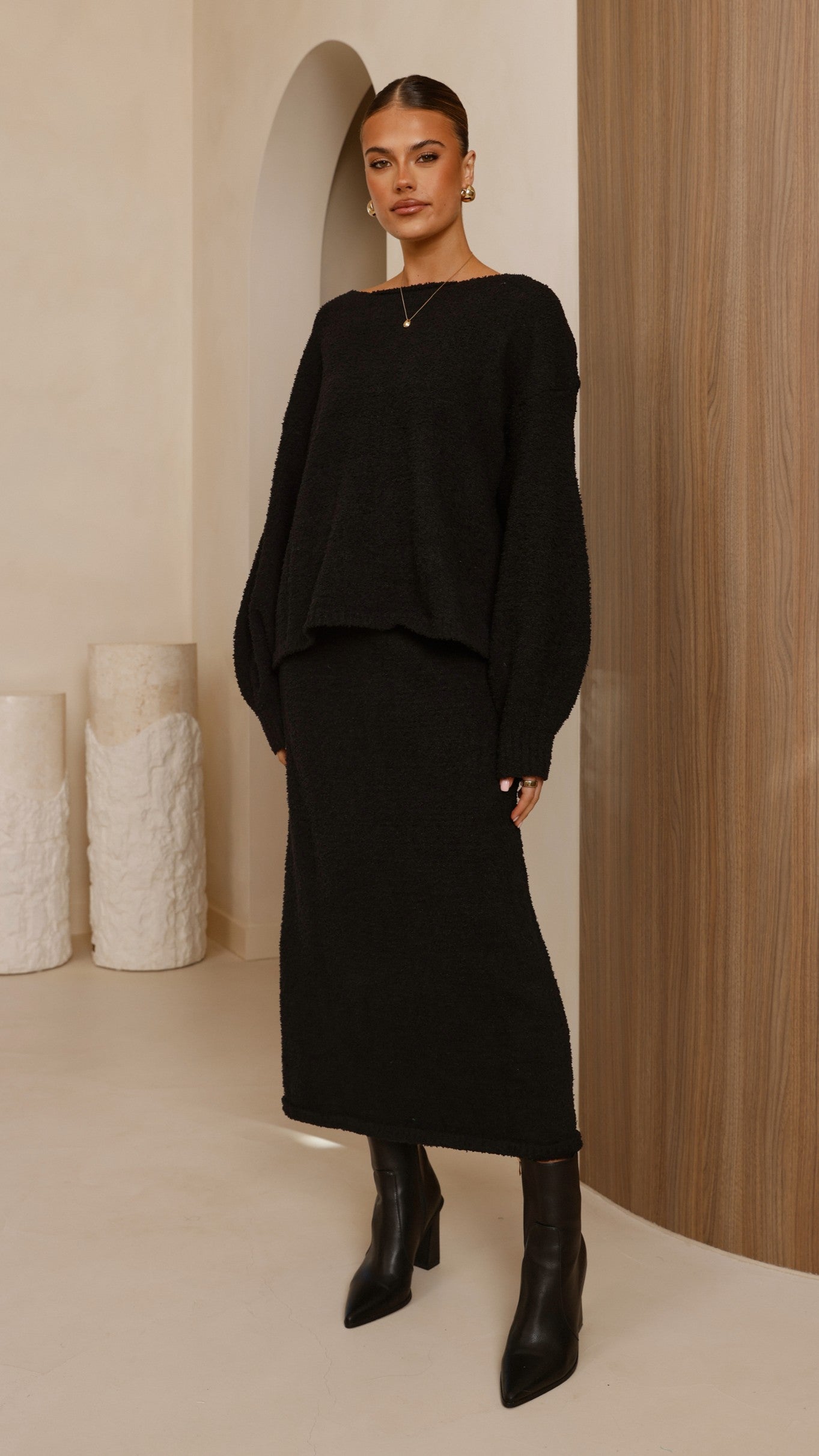 Cohen Knit Midi Skirt - Black - Billy J