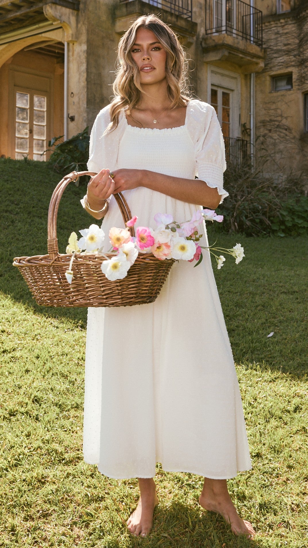 Cierra Midi Dress - White - Billy J