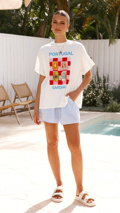 Load image into Gallery viewer, Portugal Top and Shorts Set - White/Blue - Billy J
