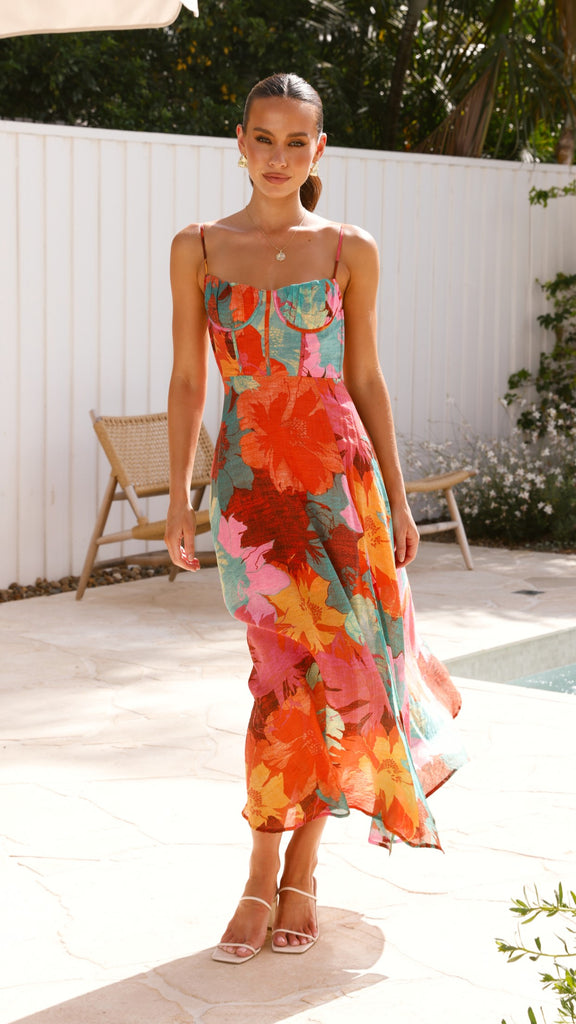 Rahima Maxi Dress - Orange Floral - Billy J