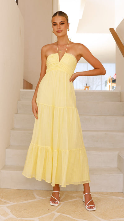 Load image into Gallery viewer, Taffeta Maxi Dress - Yellow - Billy J
