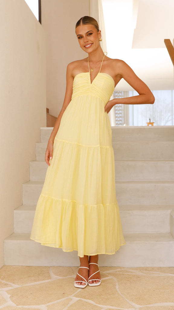 Taffeta Maxi Dress - Yellow - Billy J