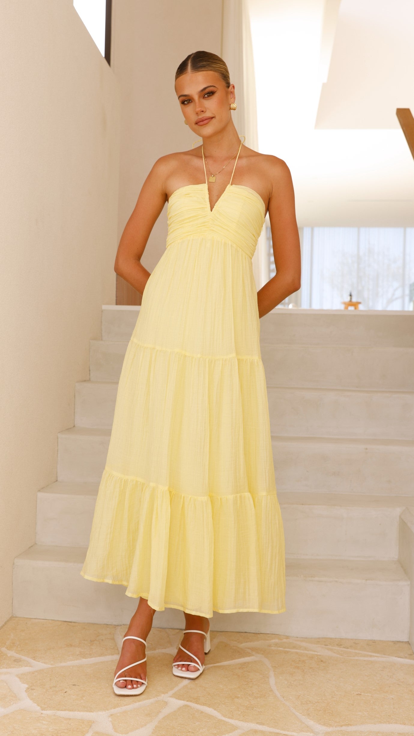 Taffeta Maxi Dress - Yellow - Billy J