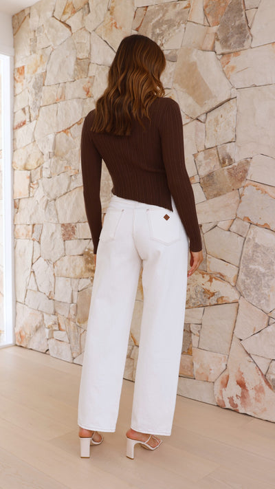 Load image into Gallery viewer, Macsen Asymmetrical Long Sleeve Top - Chocolate
