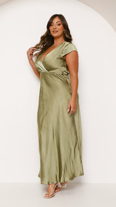 Load image into Gallery viewer, Selma Maxi Dress - Olive - Billy J
