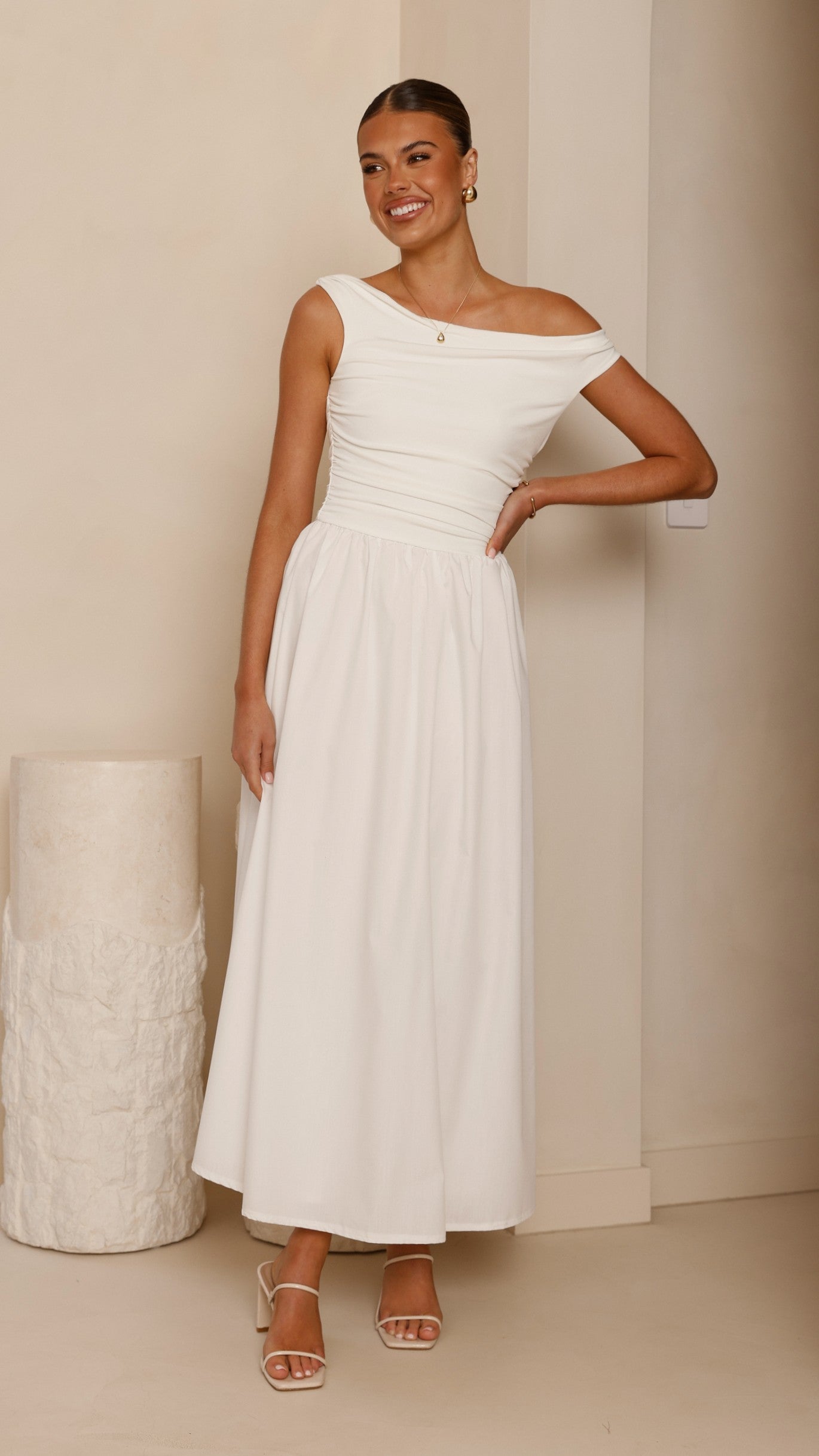 Immy Midi Dress - White - Billy J