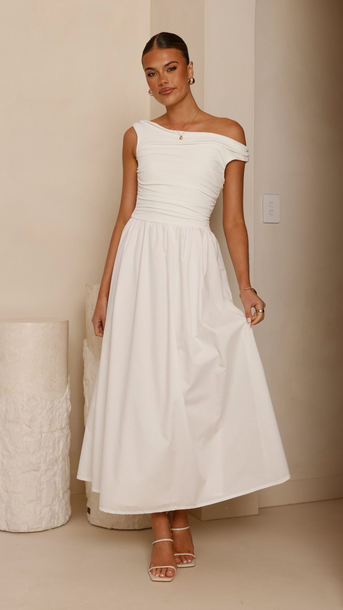 Immy Midi Dress - White - Billy J