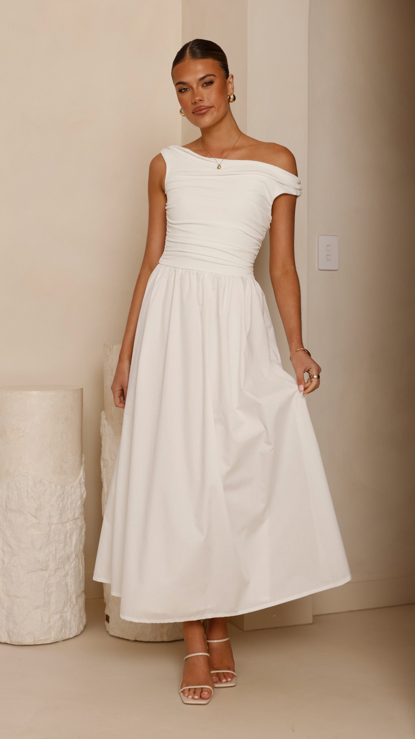Immy Midi Dress - White - Billy J
