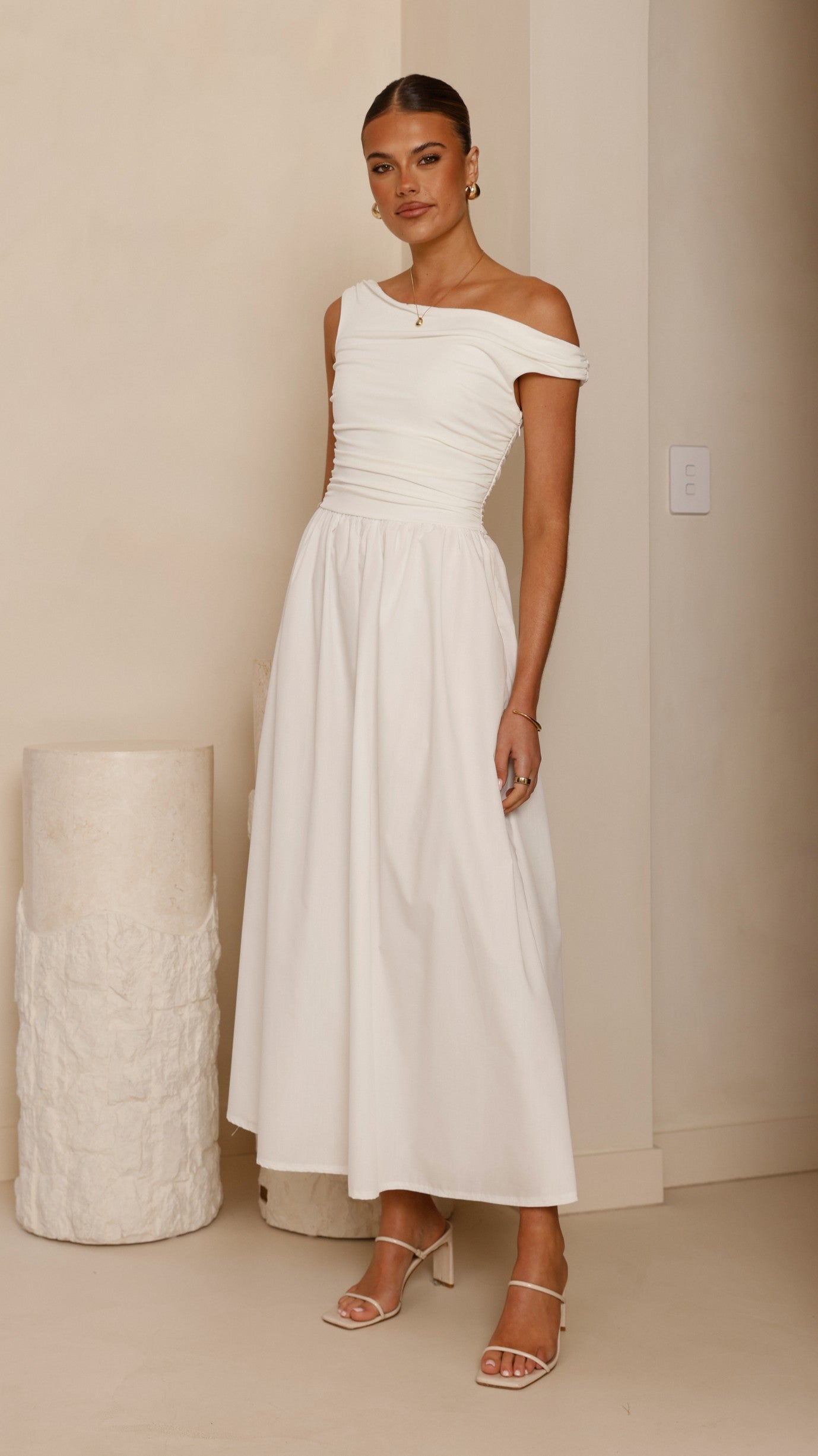 Immy Midi Dress - White - Billy J