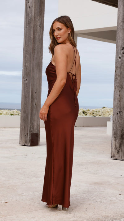 Load image into Gallery viewer, Chiara Maxi Dress - Brown - Billy J
