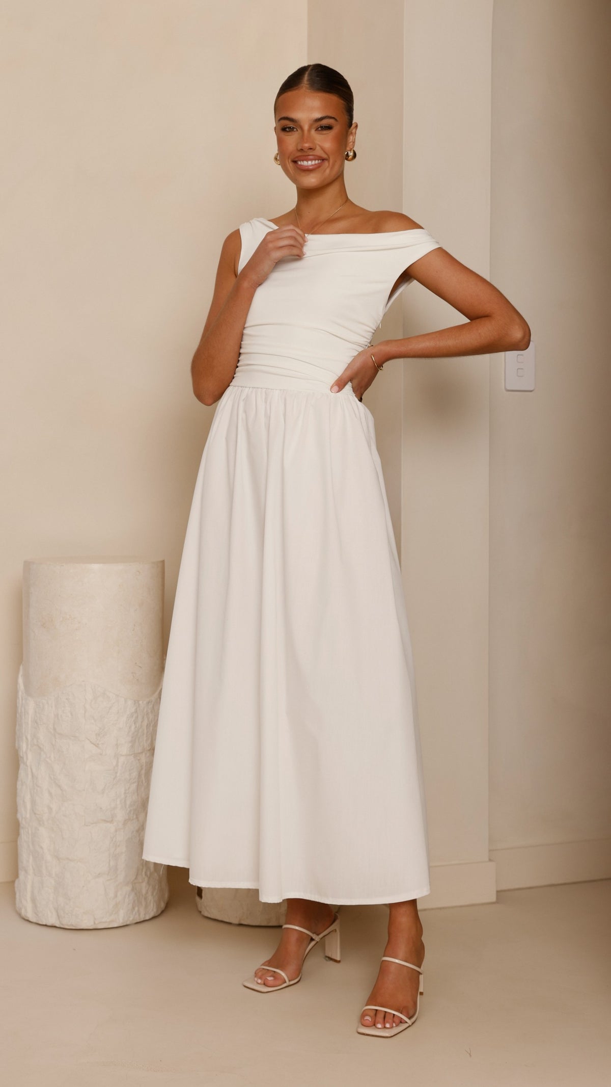 Immy Midi Dress - White - Billy J