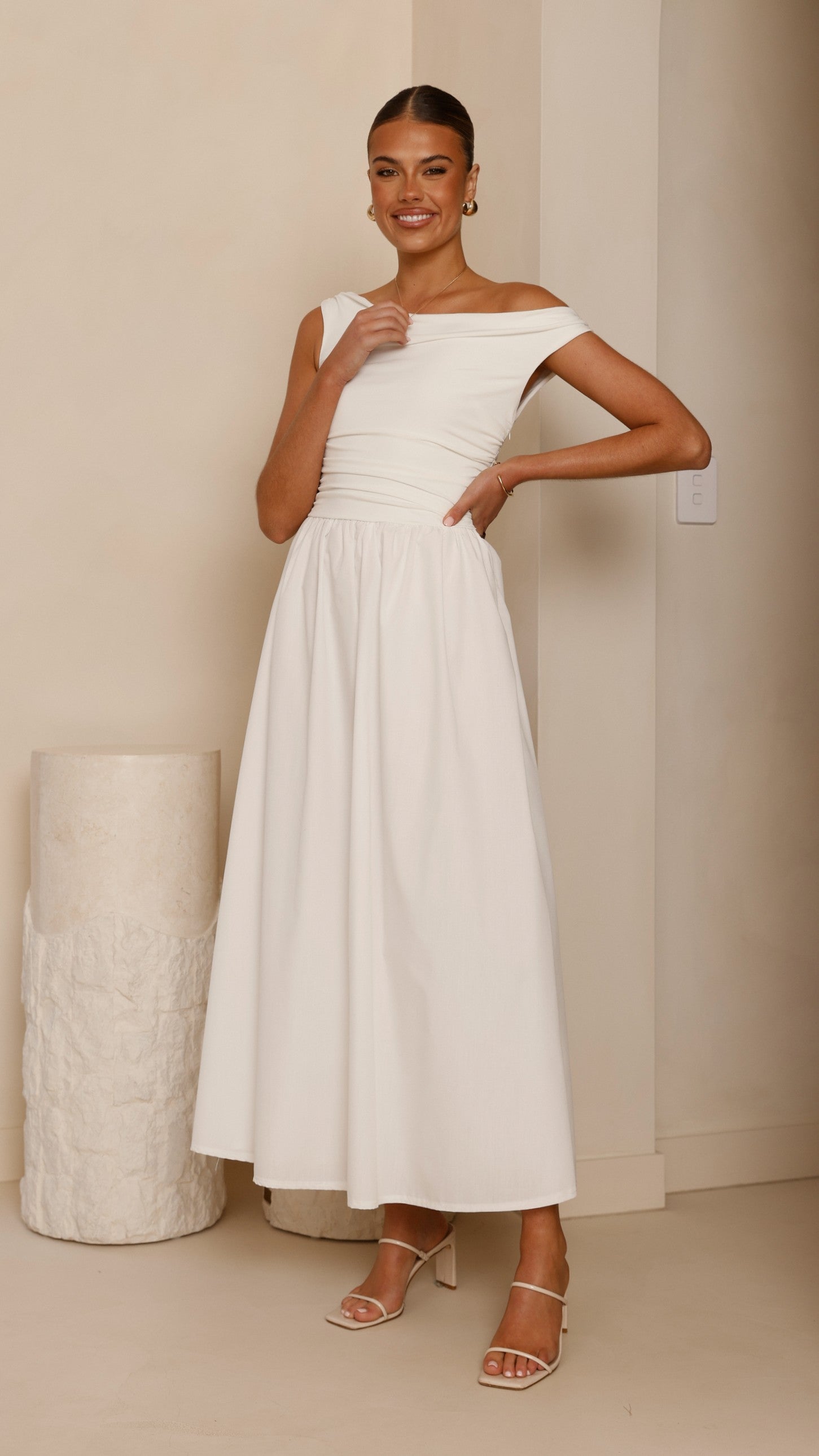 Immy Midi Dress - White - Billy J