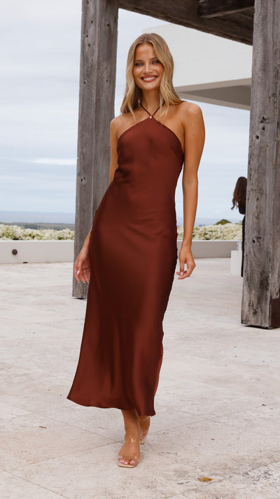 Load image into Gallery viewer, Chiara Maxi Dress - Brown - Billy J
