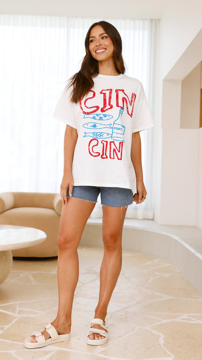 Load image into Gallery viewer, Cin Cin Tee - Red/Blue - Billy J
