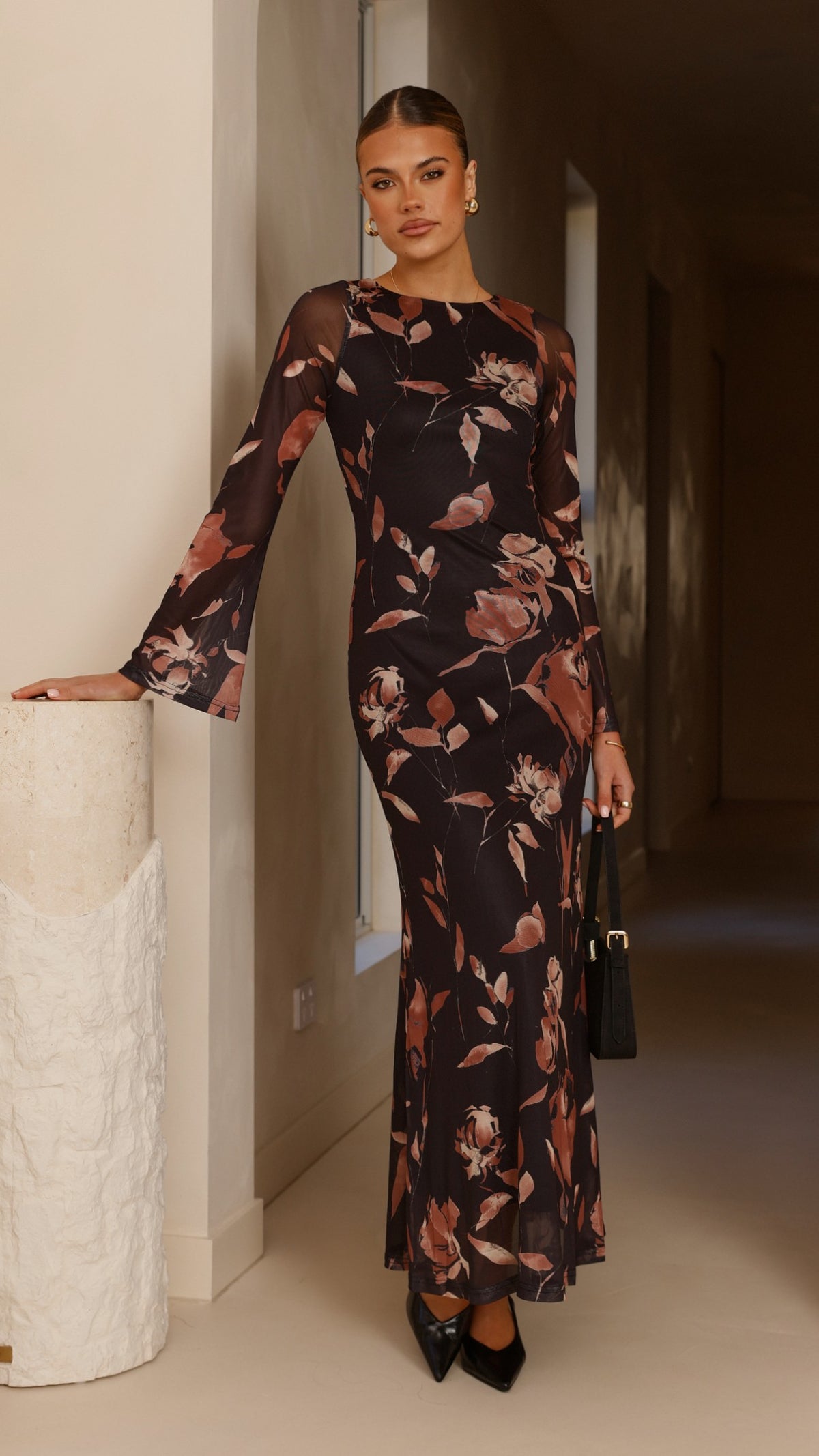 Koah Long Sleeve Maxi Dress - Flower Print - Billy J