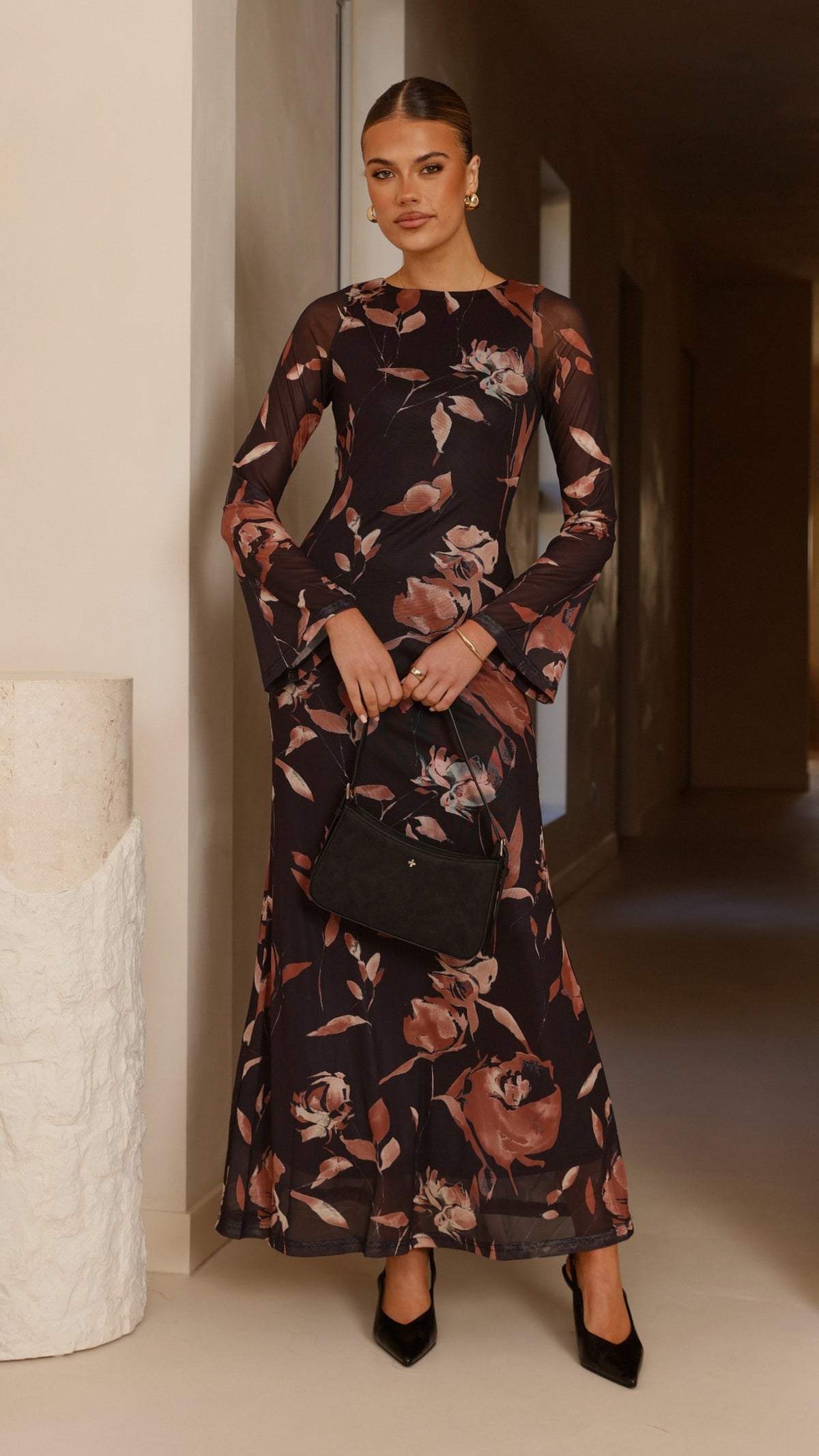 Koah Long Sleeve Maxi Dress - Flower Print - Billy J