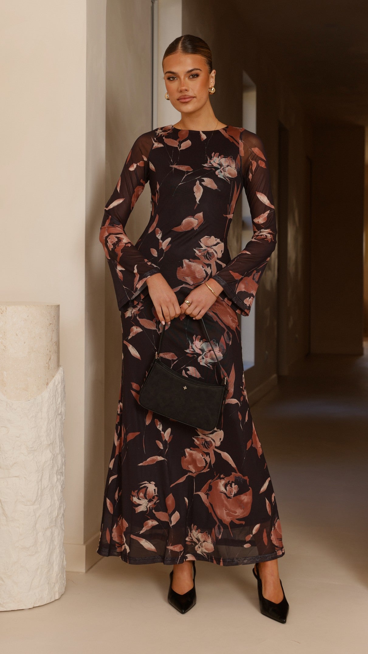 Koah Long Sleeve Maxi Dress - Flower Print - Billy J