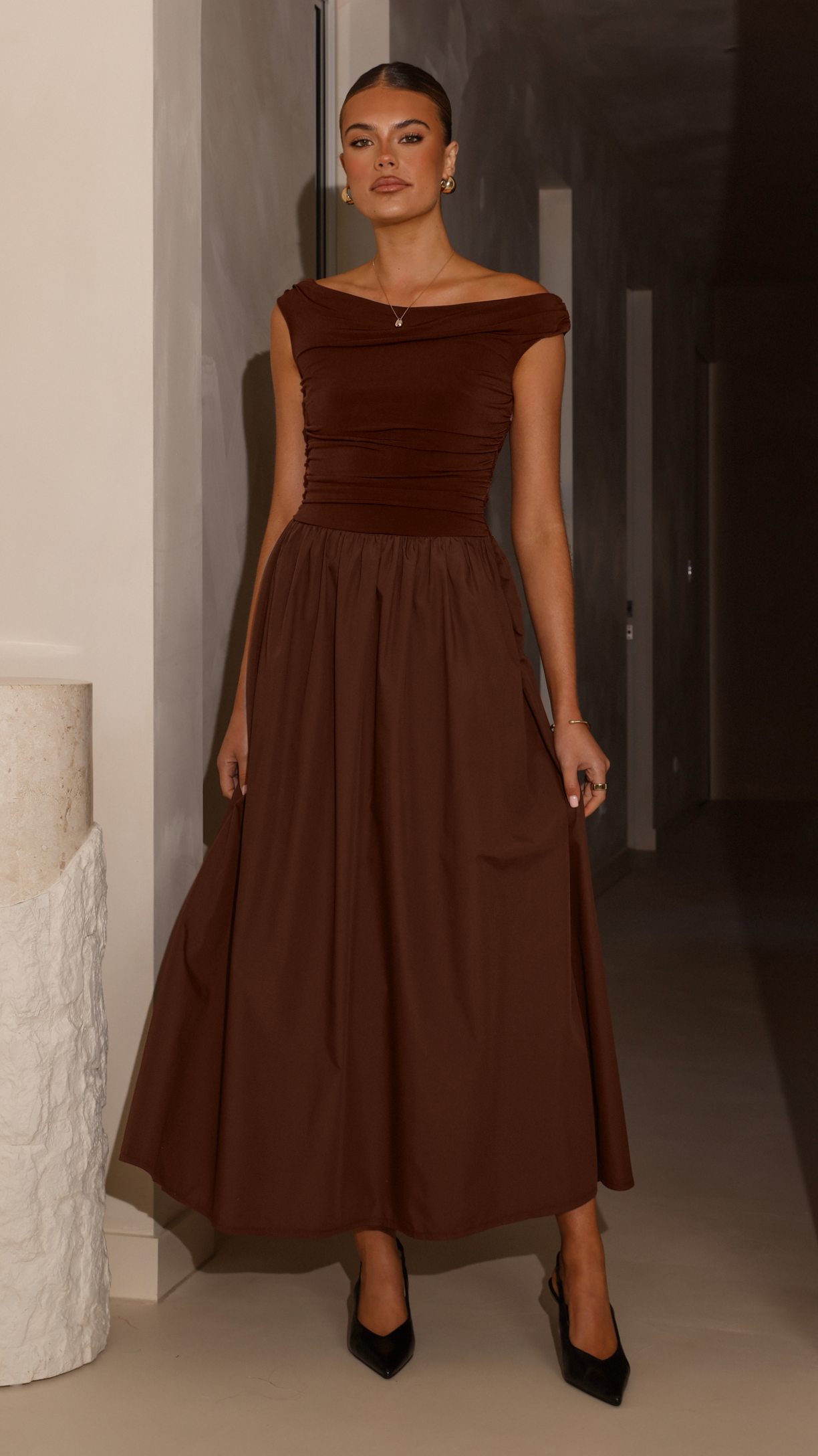 Immy Midi Dress - Brown - Billy J