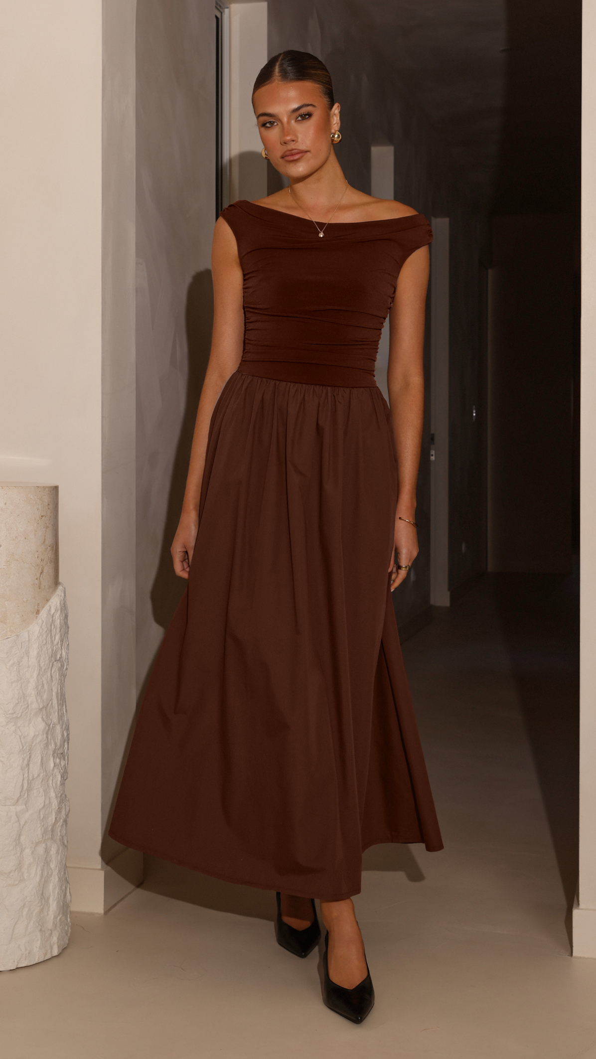 Immy Midi Dress - Brown - Billy J