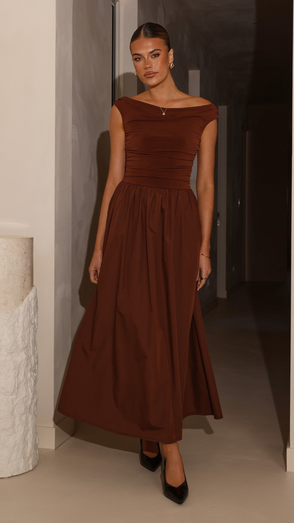 Immy Midi Dress - Brown - Billy J
