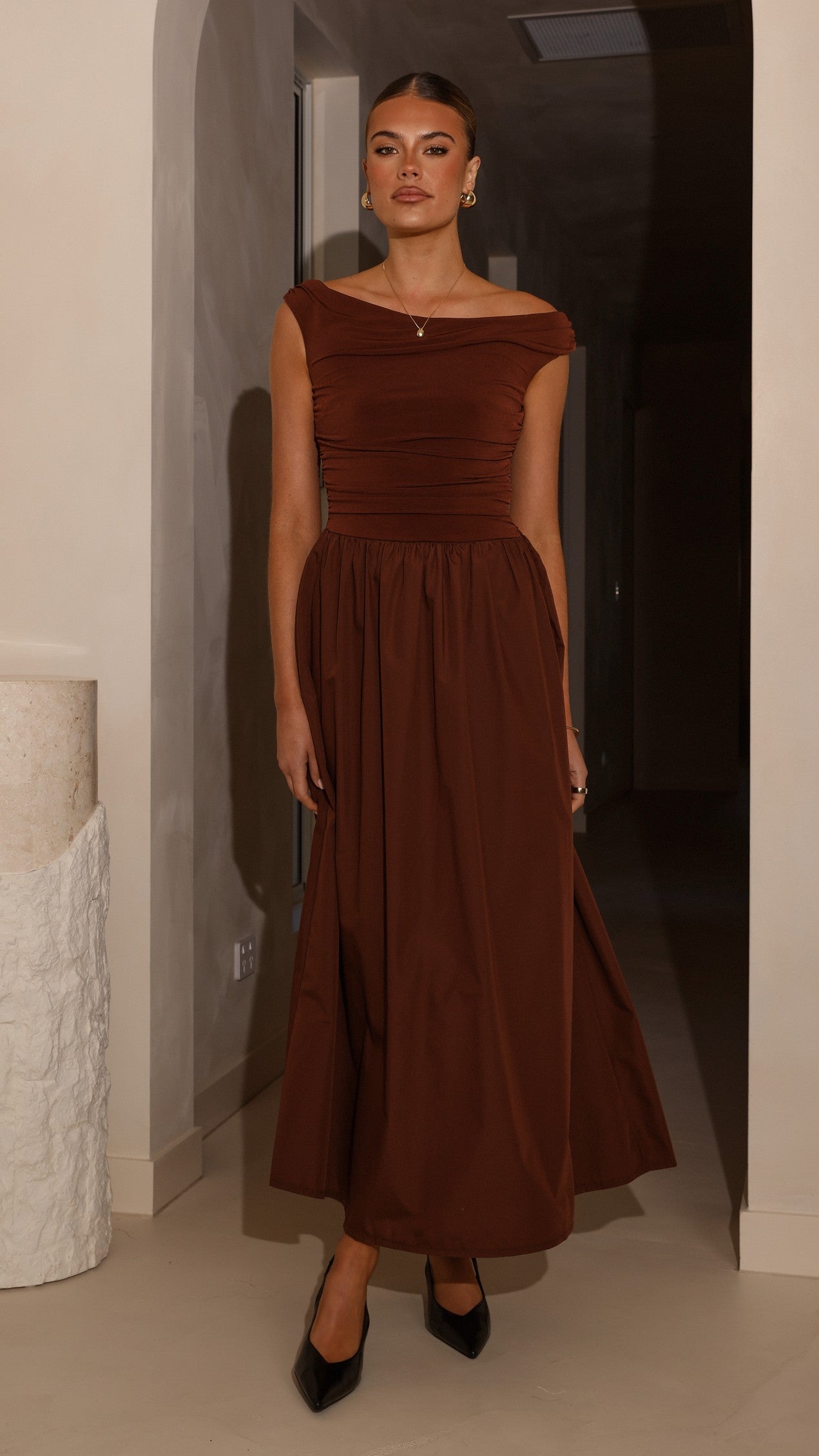 Immy Midi Dress - Brown - Billy J