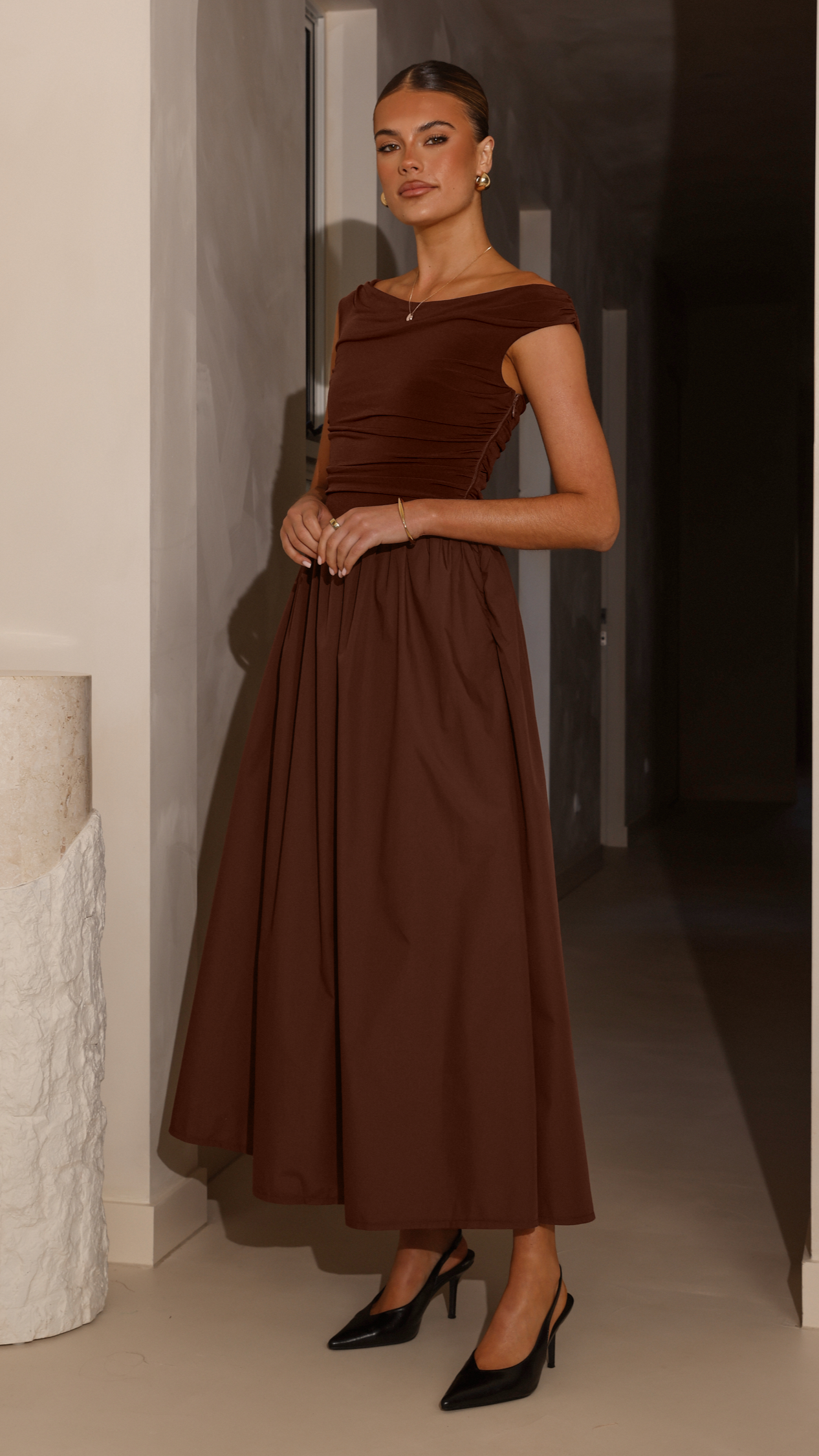 Immy Midi Dress - Brown - Billy J