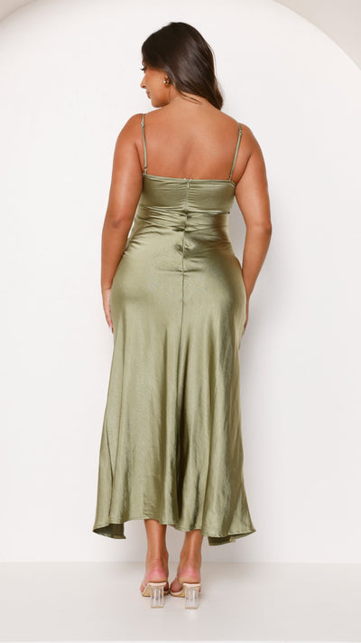 Load image into Gallery viewer, Elsa Midi Dress - Olive - Billy J
