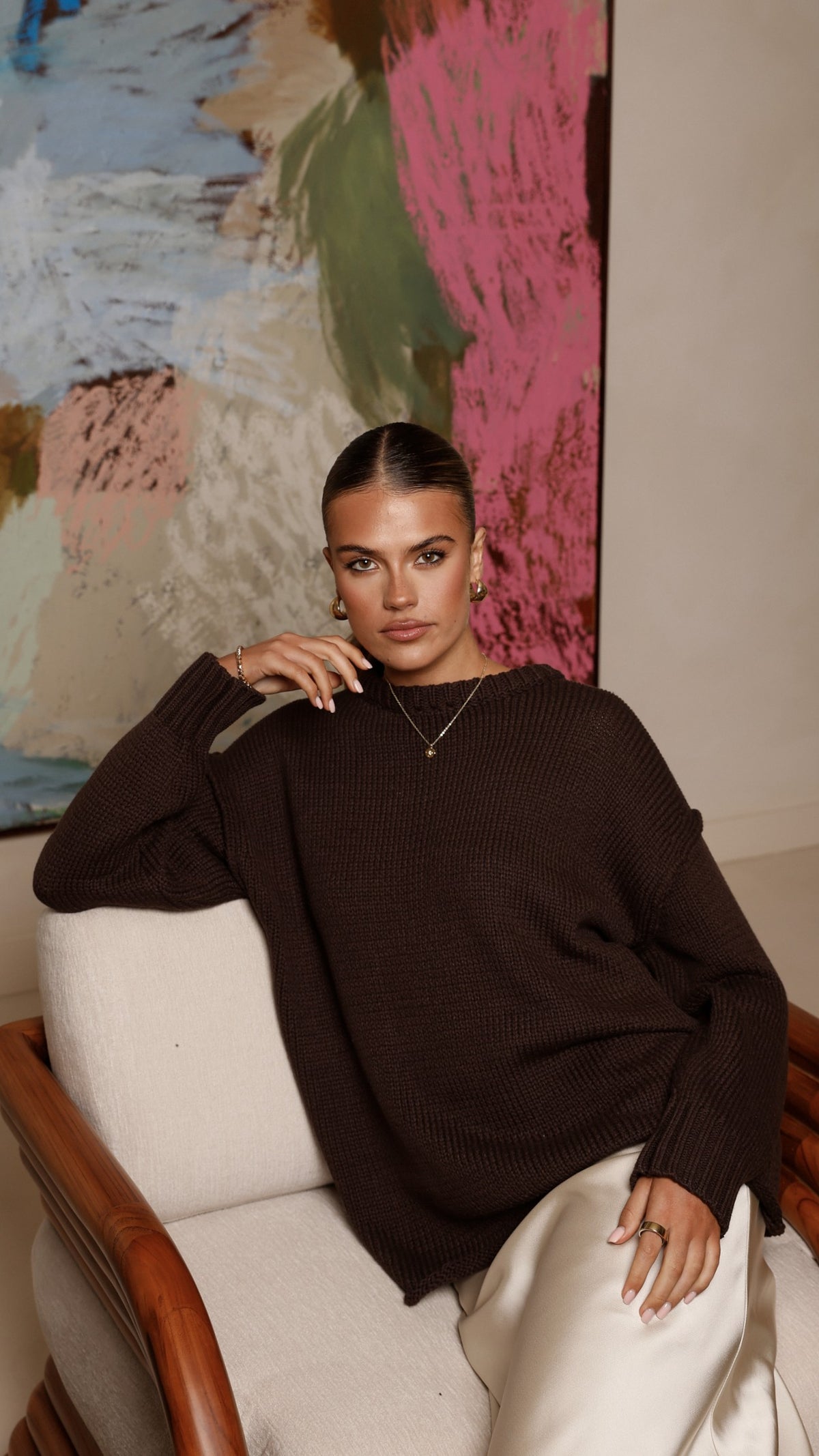 Delvine Knit Jumper - Chocolate - Billy J