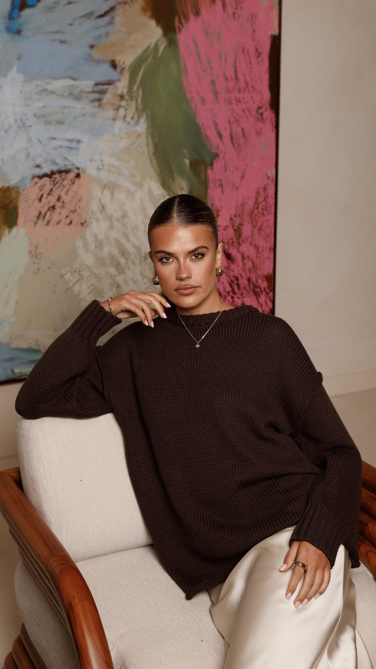Delvine Knit Jumper - Chocolate - Billy J